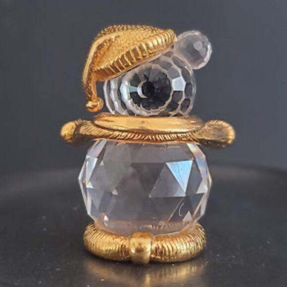VTG Swarovski Trimlite‎ Crystal Holiday Teddy Bear with Gold Hat and Scarf 80's - Picture 3 of 7